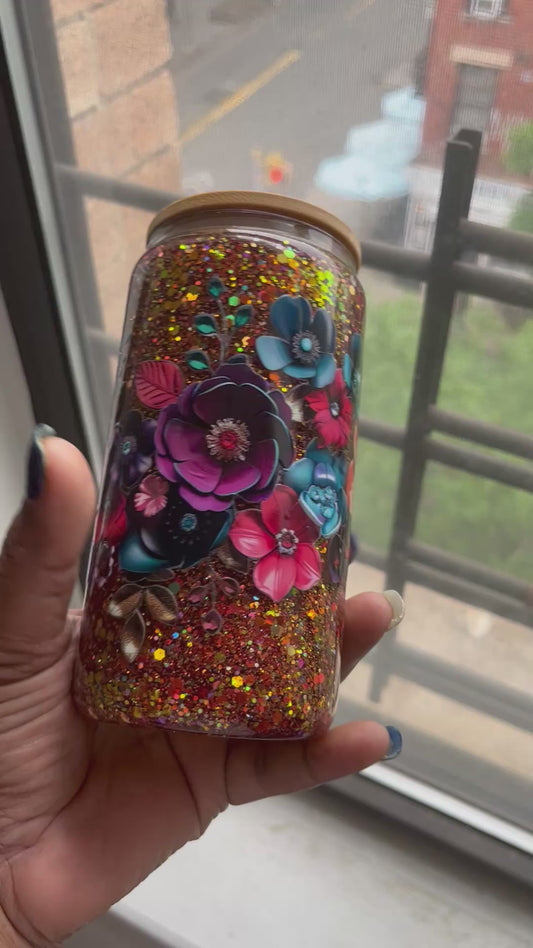 160z floral glass snowglobe
