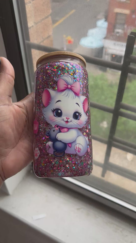 16oz kitty glass snowglobe
